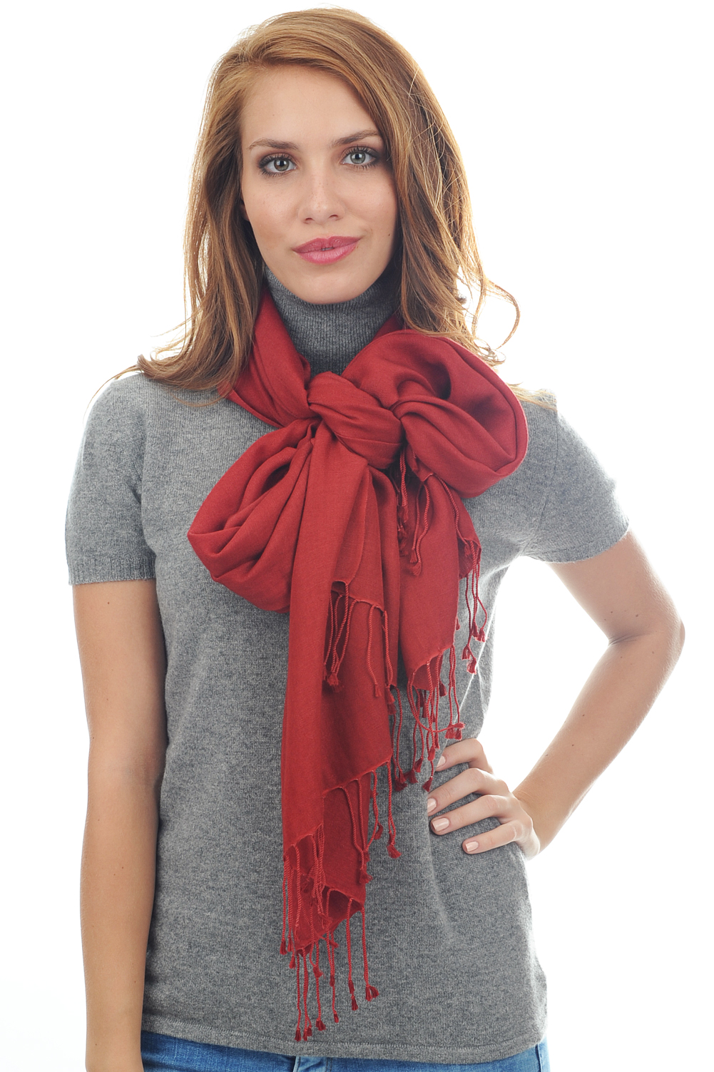 Cashmere & Silk accessories shawls platine dark auburn 201 cm x 71 cm